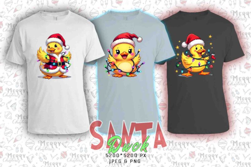Retro Christmas Duck Santa Claus t-shirt design bundle