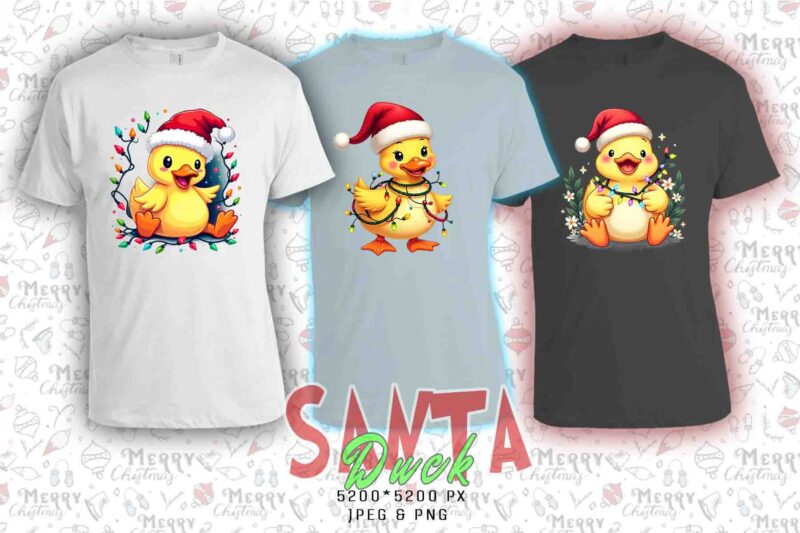 Retro Christmas Duck Santa Claus t-shirt design bundle