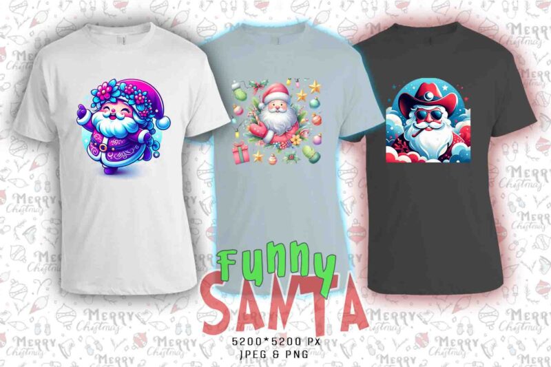 Retro Christmas Santa Claus t-shirt design bundle
