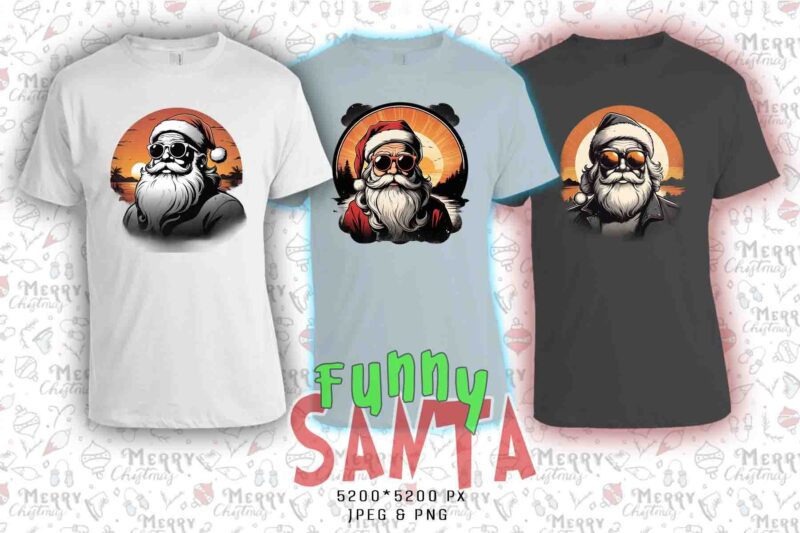 Popular Christmas Santa Claus t-shirt design bundle of 20 designs – download instantly T-Shirt Bundle