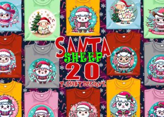 Retro Christmas Sheep Santa Claus t-shirt design bundle