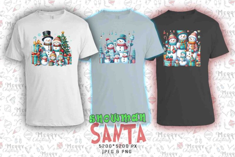 Popular Christmas Snowman Santa Claus t-shirt design bundle of 20 designs – download instantly
