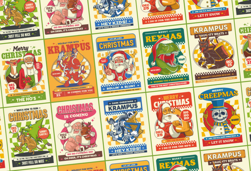 t-shirt vector Retro Christmas Design Bundle