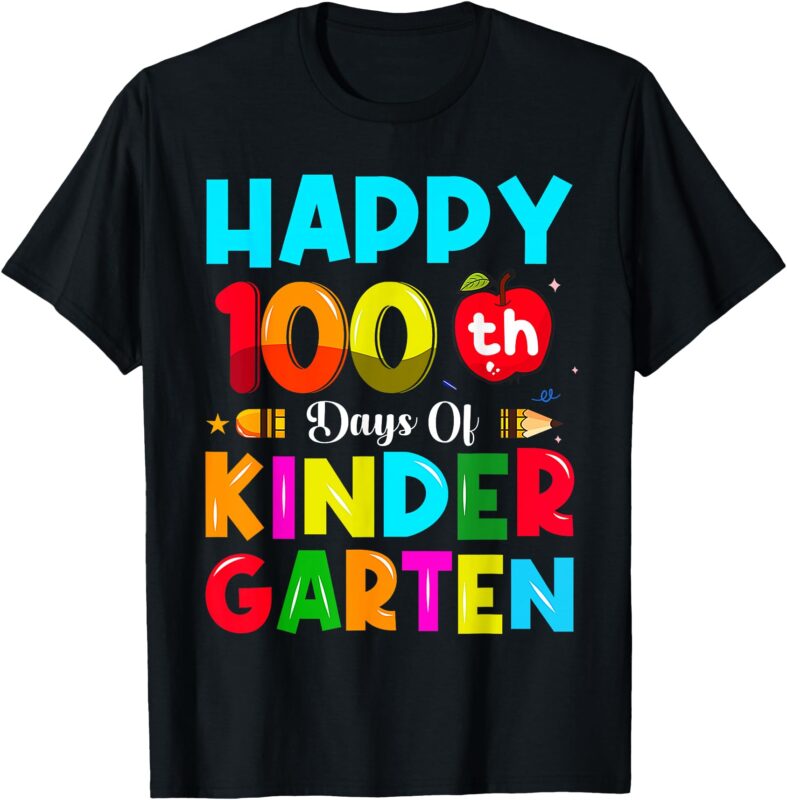 100 Days Of Kindergarten 100th Day Of School Teacher Kids T-Shirt