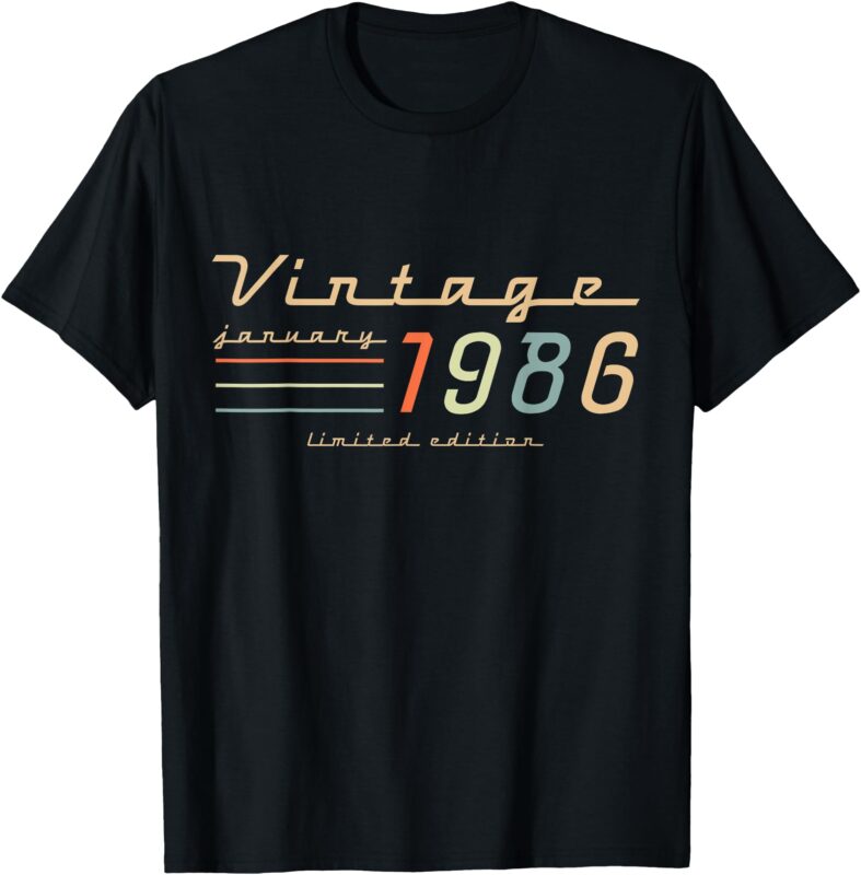 39th Birthday Gifts For Men January 1986 39 Year Old Bday T-Shirt