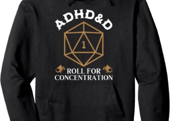 ADHD&D Roll For Concentration Retro Table Top Gamer Vintage Pullover Hoodie