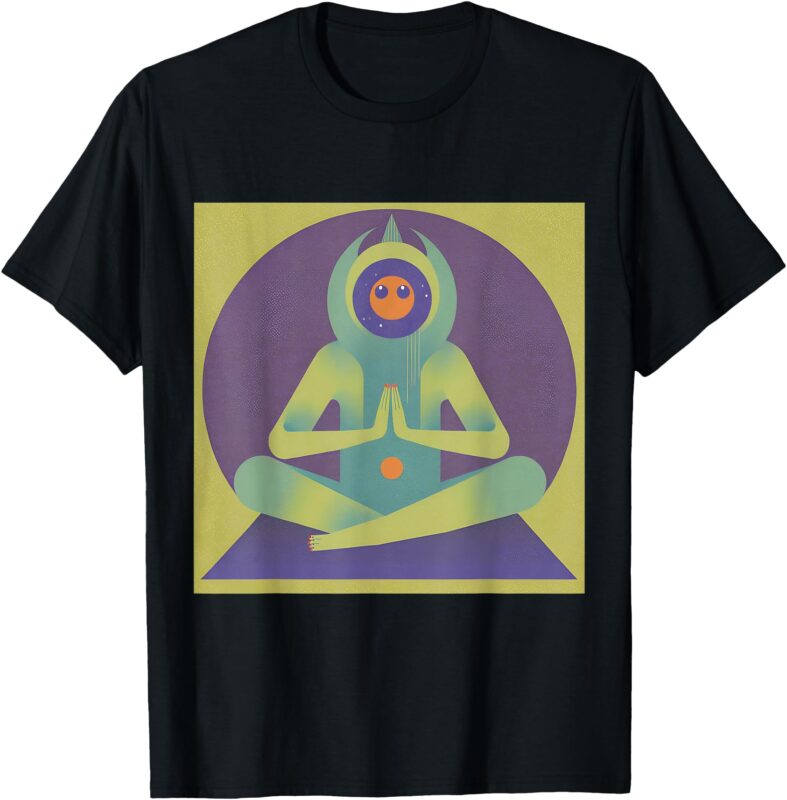 Alien Being Doing Yoga Green Centering T-Shirt