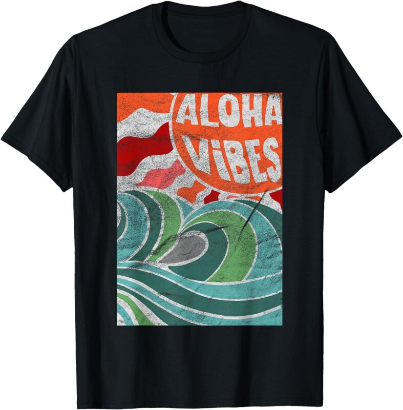 Aloha Vibes Hawaii Sunset Waves T-Shirt