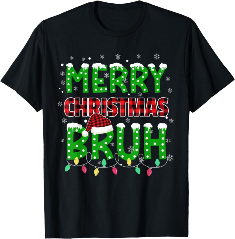 Bruh Christmas Red Plaid Teens Boys Kids Xmas Pajama T-Shirt