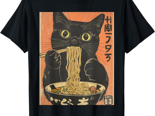 Cat ramen funny graphic tees japanese kawaii cat anime t-shirt