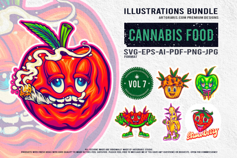 High Fruity Psychedelic Collection of Cannabis Inspired Fruit Characters