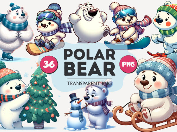 Cute polar bear. clipart, png. t shirt vector file Cute polar bear. clipart, png. t shirt vector file