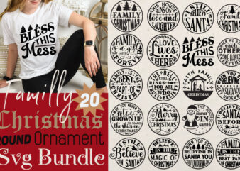 Family Christmas Round Ornament T-shirt Bundle Family Christmas Round Ornament SVG Bundle