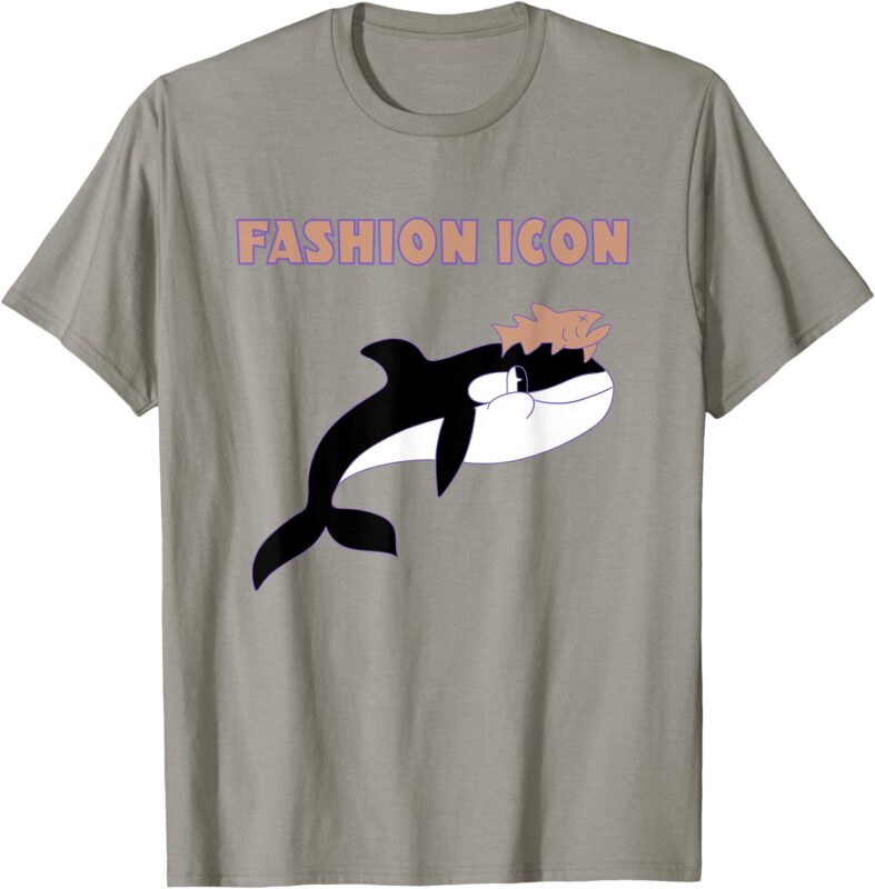 Fashion Icon Orca Whale Wearing Dead Salmon on Head T-Shirt