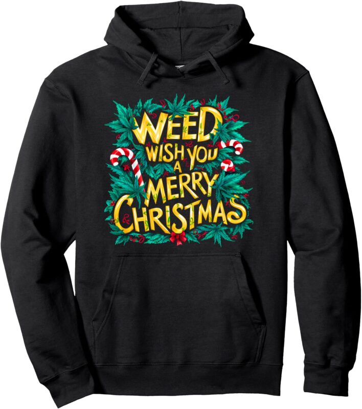 Funny 420 Christmas Santa Smoking Weed Cannabis Marijuana Pullover Hoodie