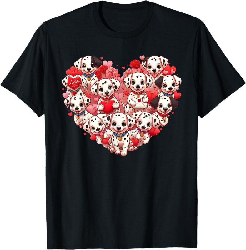 Funny Dalmatian Heart Valentine Dalmatian Womens Mens Kids T-Shirt