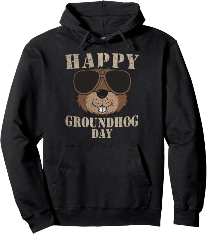 Funny Groundhog Sunglasses Design – Cool Groundhog Day 2025 Pullover Hoodie