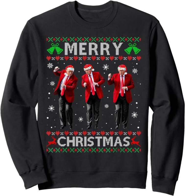 Funny Trump Dance Merry Christmas Ugly Xmas Sweater Pajamas Sweatshirt