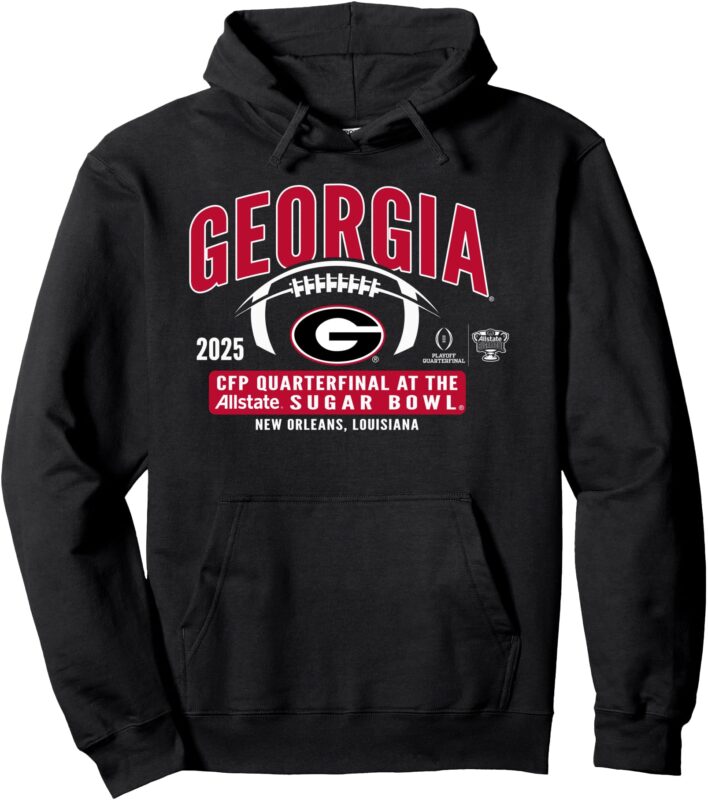 Georgia Bulldogs Sugar Bowl 2024-2025 CFP Quarterfinal Black Pullover Hoodie
