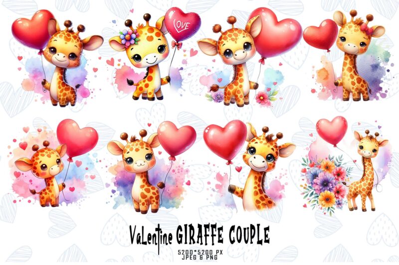 Valentines Day Funny Giraffe Love t-shirt design bundle of 20 designs – download instantly Retro Vintage Tee Bundle
