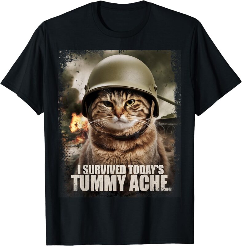 I Survived Today’s Tummy Ache Cat Meme T-Shirt