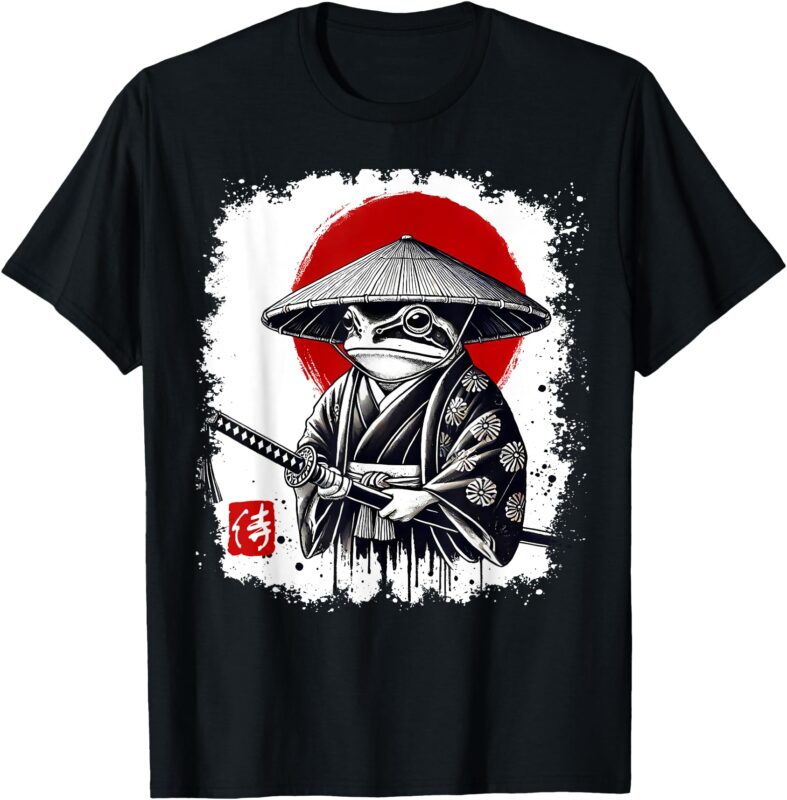 Japanese Anime Samurai Frog Vintage Ukiyo-e Graphic Art T-Shirt