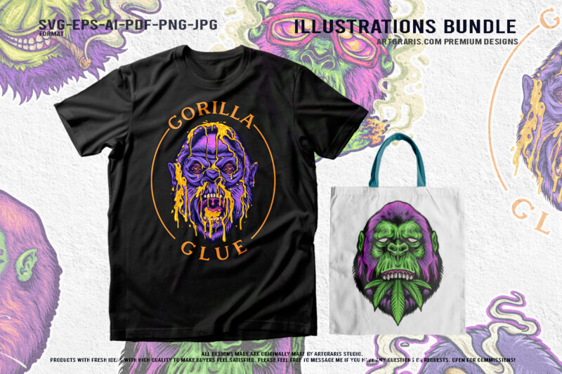 Gorilla Haze Wild Primate Cannabis Illustration Art Collection
