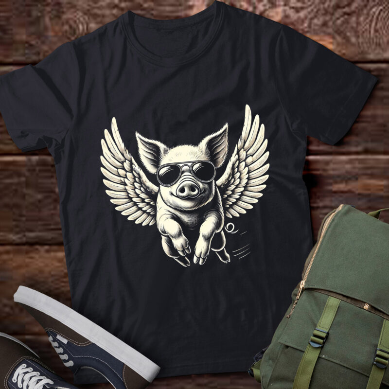 LT962 – Funny Pig Flying With Wings Cartoon Design