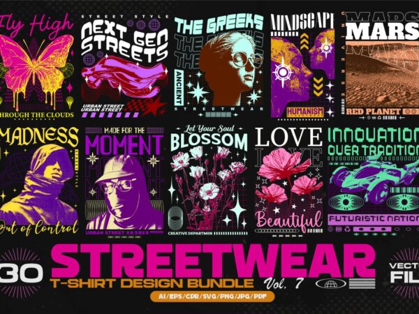 Streetwear t-shirt designs bundle vol.6