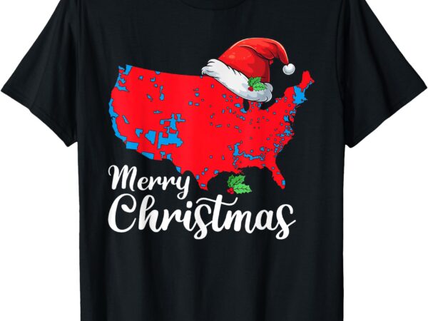 Merry christmas trump patriotic usa map 2024 santa hat xmas t-shirt