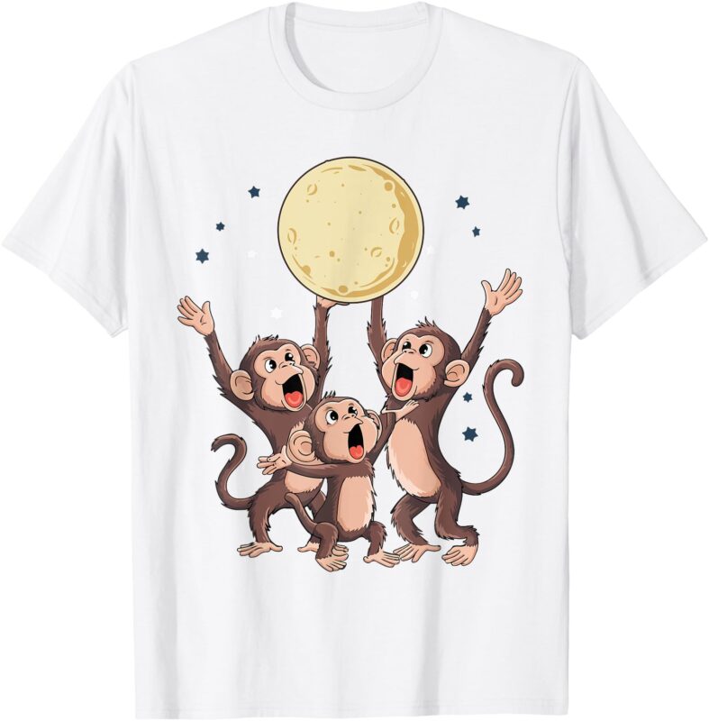 Monkey Funny Howling At Moon Dad Mom Toddler Men Vintage T-Shirt