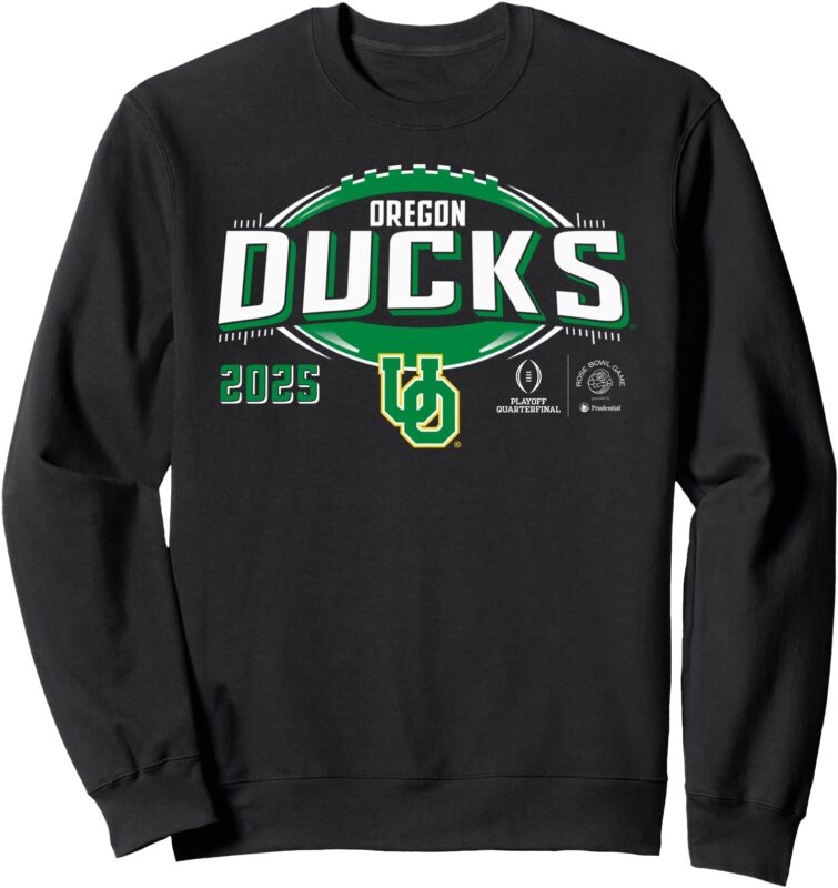Oregon Ducks CFP Quarterfinal Rose Bowl 2024-2025 Black Sweatshirt