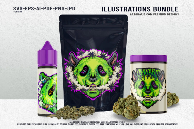 Creative Animal Illustrations Bundle Eye Catching Cannabis Themed Panda Designs