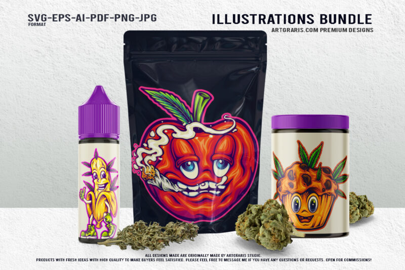 High Fruity Psychedelic Collection of Cannabis Inspired Fruit Characters