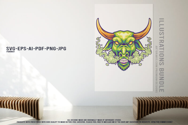 Unique Animal Faces Embracing the Cannabis Culture Bundle Design Illustrations