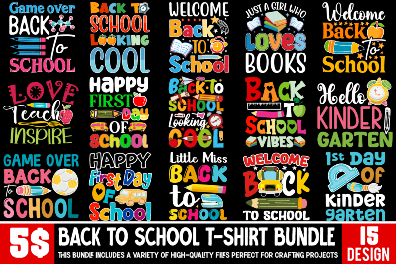 Back To School T-shirt Design BUndle, Welcome Back To School PNG, Retro Back To School Png, Back To School shirt Png, First day of school Pn