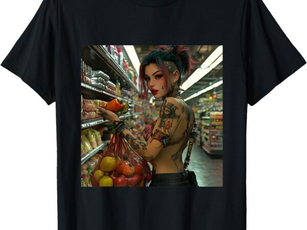 Punk rock girl buying groceries t-shirt Punk rock girl buying groceries t-shirt