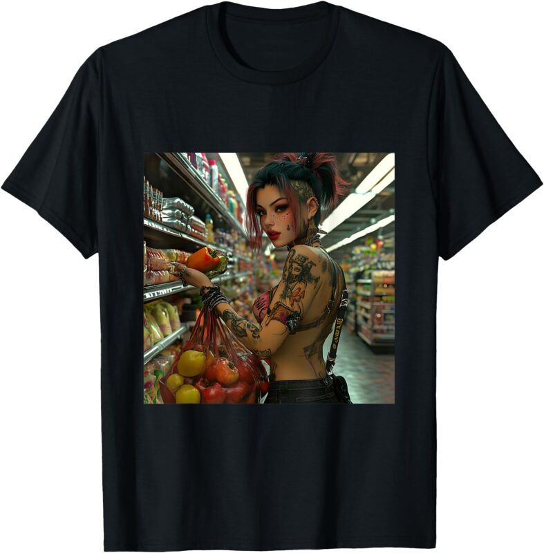 Punk Rock Girl Buying Groceries T-Shirt