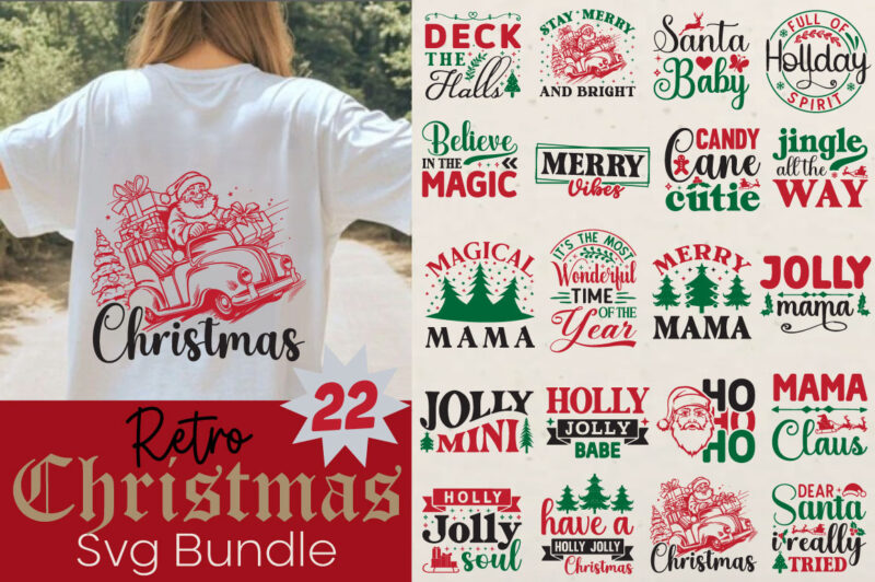 Retro Christmas T-shirt Bundle Retro Christmas Svg Bundle