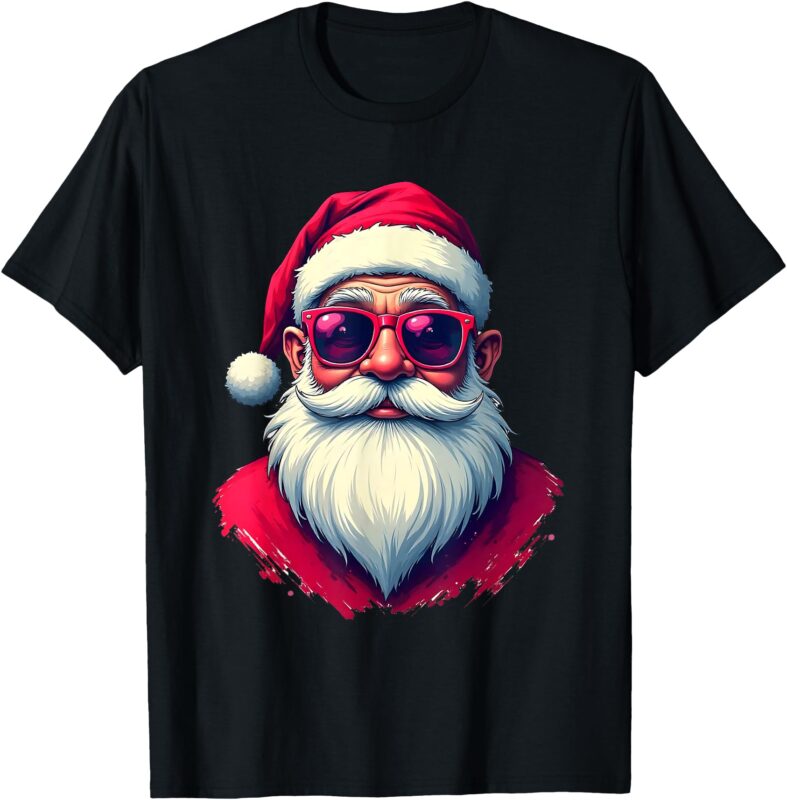 Santa with Red Sunglasses in a Classic Holiday Style T-Shirt