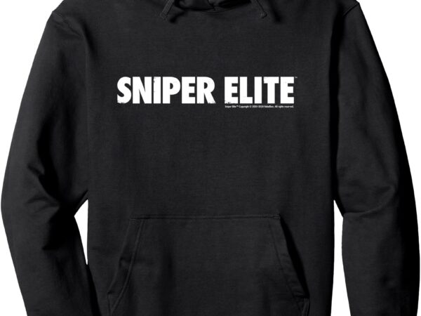 Sniper elite white text logo pullover hoodie t shirt template vector