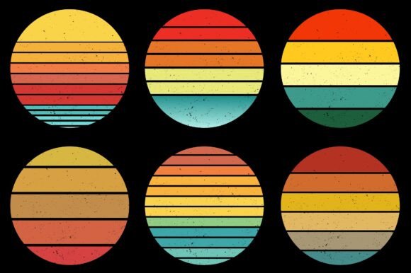Retro Vintage Sunset Grunge Background Bundle