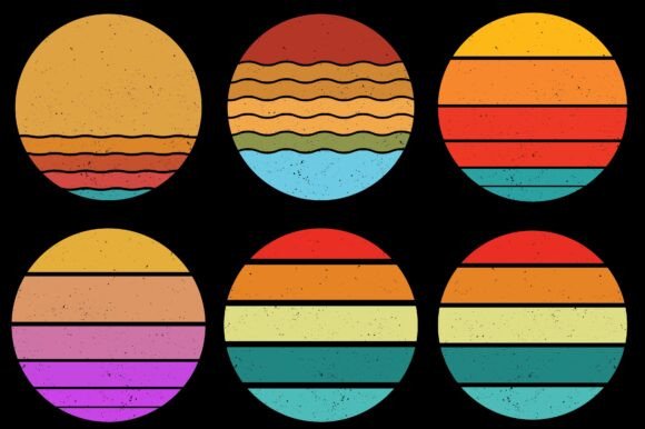 Retro Vintage Sunset Grunge Background Bundle