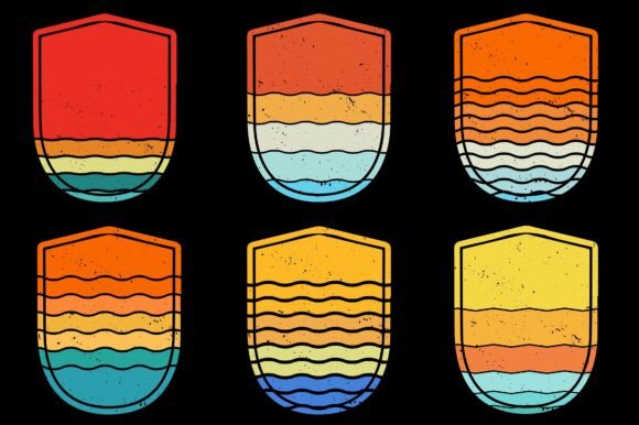 Retro Vintage Sunset Grunge Background Bundle