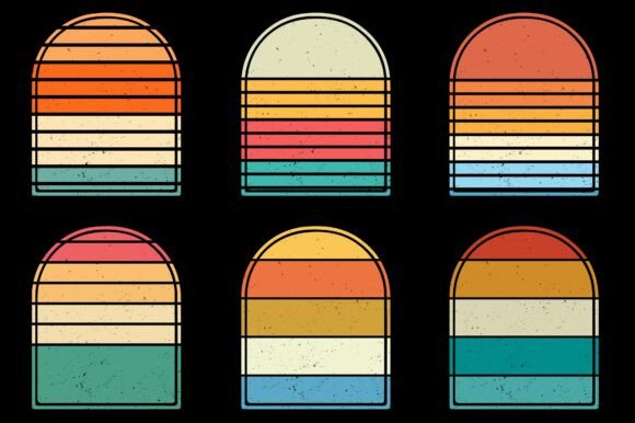 Retro Vintage Sunset Grunge Background Bundle