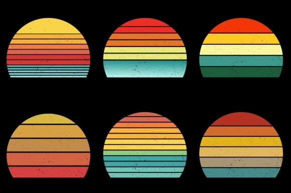 Retro Vintage Sunset Grunge Background Bundle
