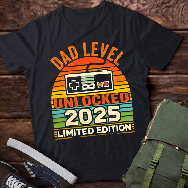 TD30-Dad Level Unlocked 2025 Dad est 2025 Promoted to Dad 2025 T-Shirt