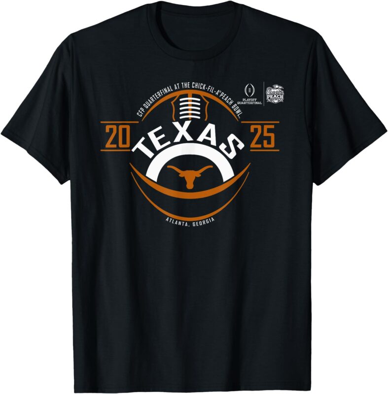 Texas Longhorns Peach Bowl CFP 2024-2025 Football Black T-Shirt