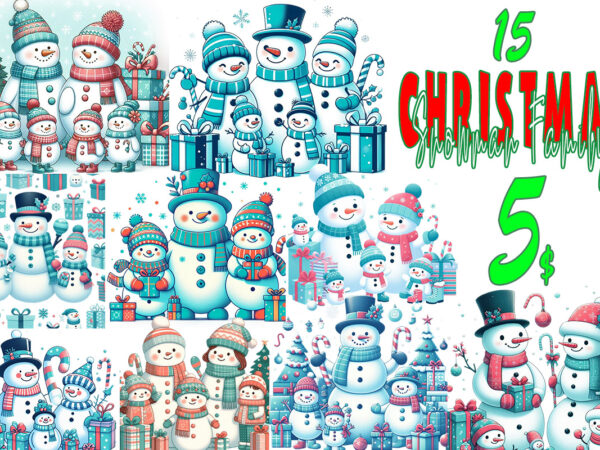 15 popular christmas snowman santa claus t-shirt design bundle 15 popular christmas snowman santa claus t-shirt design bundle