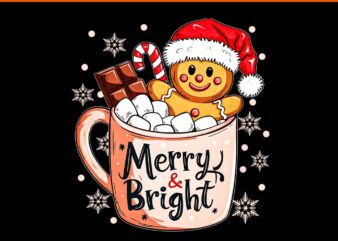 Merry And Bright Christmas Gingerbread Man PNG